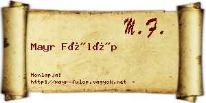 Mayr Fülöp névjegykártya